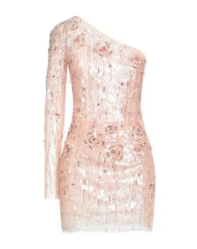 Elisabetta Franchi Woman Mini Dress Salmon Pink Size 8 Polyamide, Glass, Viscose