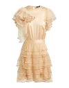 Elisabetta Franchi Woman Mini Dress Sand Size 4 Silk, Polyamide In Beige