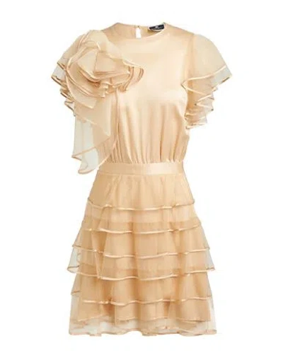 Elisabetta Franchi Woman Mini Dress Sand Size 4 Silk, Polyamide In Beige