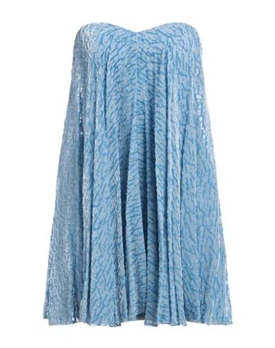 Elisabetta Franchi Woman Mini Dress Sky Blue Size 10 Polyester, Elastane, Viscose, Silk