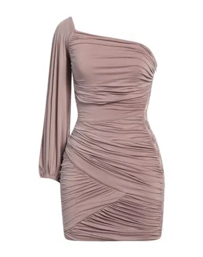 Elisabetta Franchi Woman Mini Dress Taupe Size 2 Cupro, Elastane In Grey