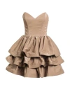 Elisabetta Franchi Woman Mini Dress Taupe Size 8 Viscose, Polyester, Cotton, Metal