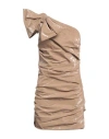 Elisabetta Franchi Woman Mini Dress Taupe Size 8 Viscose, Polyester, Cotton, Metal, Polyurethane
