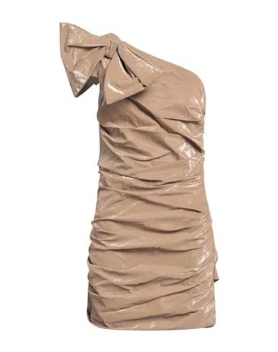 Elisabetta Franchi Woman Mini Dress Taupe Size 8 Viscose, Polyester, Cotton, Metal, Polyurethane