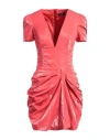 Elisabetta Franchi Woman Mini Dress Tomato Red Size 4 Viscose, Polyester, Cotton, Metal, Polyurethan In Tomato Red