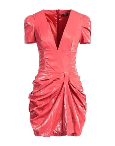 Elisabetta Franchi Woman Mini Dress Tomato Red Size 4 Viscose, Polyester, Cotton, Metal, Polyurethan In Pink