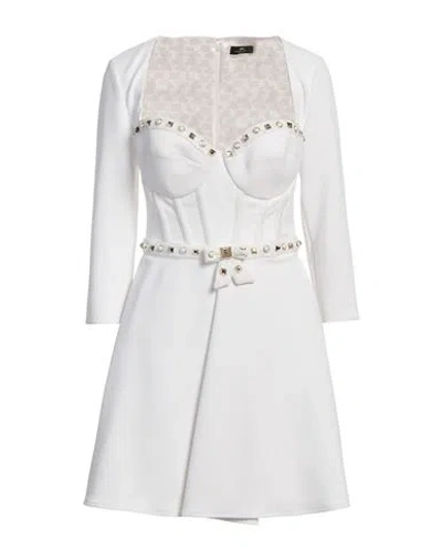 Elisabetta Franchi Woman Mini Dress White Size 8 Polyester, Elastane