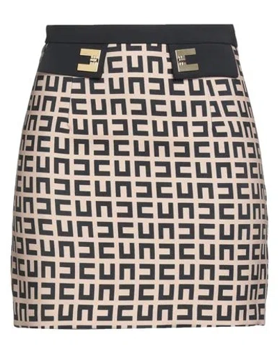 Elisabetta Franchi Woman Mini Skirt Beige Size 6 Polyester, Elastane In Multi