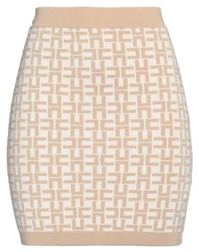 ELISABETTA FRANCHI ELISABETTA FRANCHI WOMAN MINI SKIRT BEIGE SIZE 4 VISCOSE, POLYAMIDE