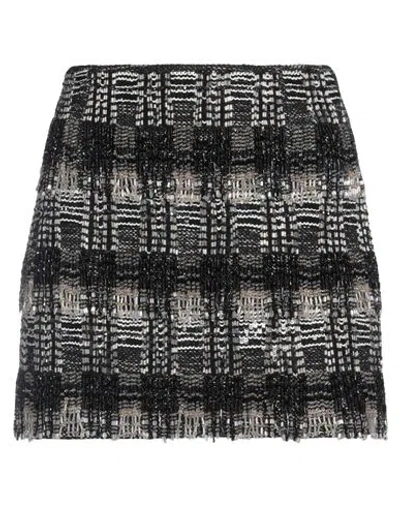 Elisabetta Franchi Woman Mini Skirt Black Size 6 Cotton, Acrylic, Polyester, Glass, Plastic In Black