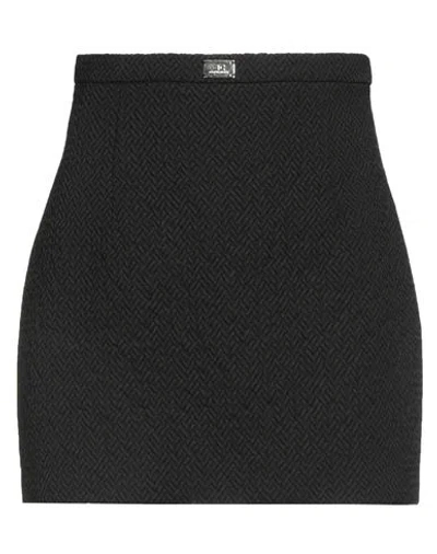 Elisabetta Franchi Woman Mini Skirt Black Size 6 Tencel, Polyester, Acrylic, Viscose, Wool In Black