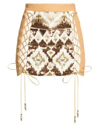 Elisabetta Franchi Woman Mini Skirt Camel Size 4 Cotton, Viscose, Polyamide In Brown
