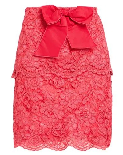 Elisabetta Franchi Woman Mini Skirt Coral Size 10 Polyamide, Viscose, Polyester In Red