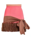 Elisabetta Franchi Woman Mini Skirt Coral Size 2 Polyester, Elastane, Acetate, Linen