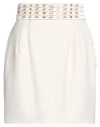 Elisabetta Franchi Woman Mini Skirt Cream Size 4 Polyester, Elastane, Glass, Metal In White
