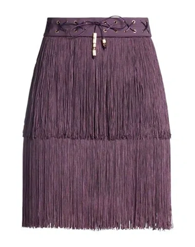 Elisabetta Franchi Woman Mini Skirt Dark Purple Size 4 Polyester, Elastane, Acetate