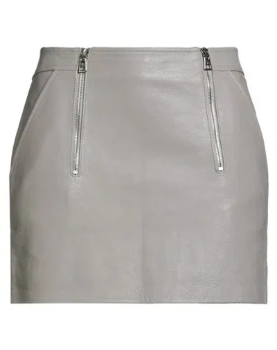 Elisabetta Franchi Woman Mini Skirt Grey Size 6 Ovine Leather In Gray