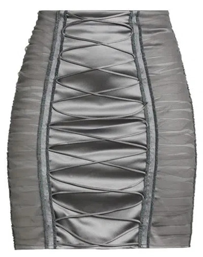 Elisabetta Franchi Woman Mini Skirt Grey Size 8 Acetate, Polyamide, Elastane In Gray