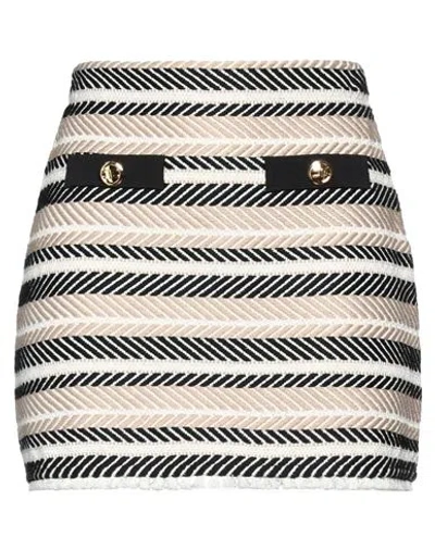 Elisabetta Franchi Woman Mini Skirt Khaki Size 8 Acrylic, Cotton, Viscose, Polyamide, Metallized Pol In Multi