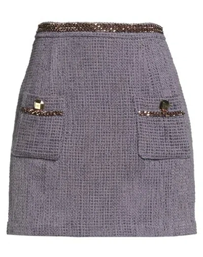 Elisabetta Franchi Woman Mini Skirt Lilac Size 4 Cotton, Viscose, Polyamide In Purple