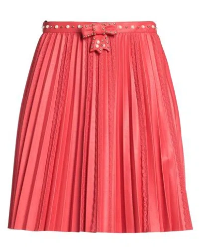 Elisabetta Franchi Woman Mini Skirt Red Size 4 Polyester, Polyurethane Coated In Pink