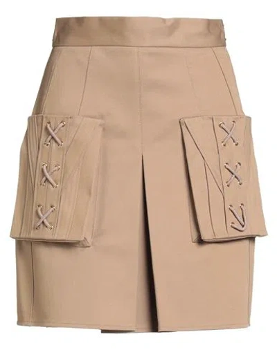 Elisabetta Franchi Woman Mini Skirt Sand Size 4 Cotton, Elastane