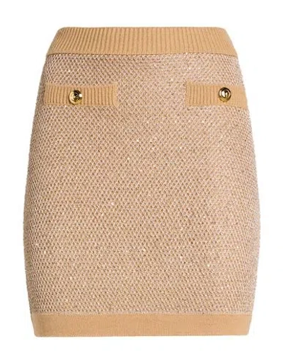 Elisabetta Franchi Woman Mini Skirt Sand Size 4 Polyester, Acrylic, Wool, Alpaca Wool