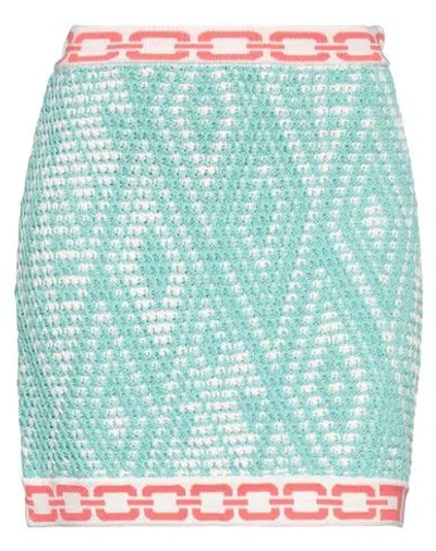 Elisabetta Franchi Woman Mini Skirt Turquoise Size 8 Cotton, Acrylic In Blue