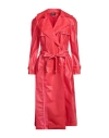 Elisabetta Franchi Woman Overcoat & Trench Coat Tomato Red Size 2 Polyurethane, Polyester