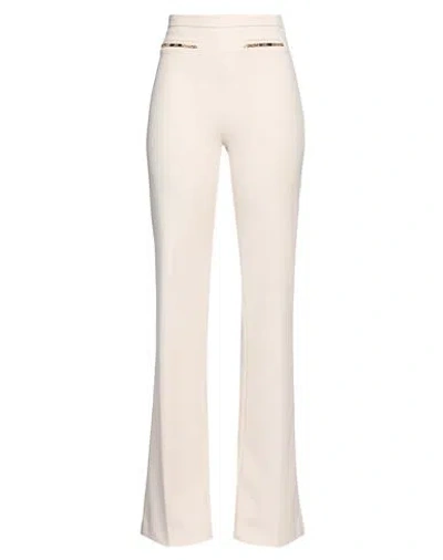 ELISABETTA FRANCHI ELISABETTA FRANCHI WOMAN PANTS BEIGE SIZE 8 POLYESTER, ELASTANE 