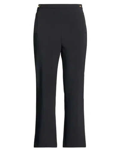 Elisabetta Franchi Cropped Straight Pants Fringe Detail Tailoring In Black