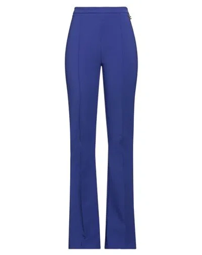 Elisabetta Franchi Woman Pants Bright Blue Size 8 Polyester, Elastane