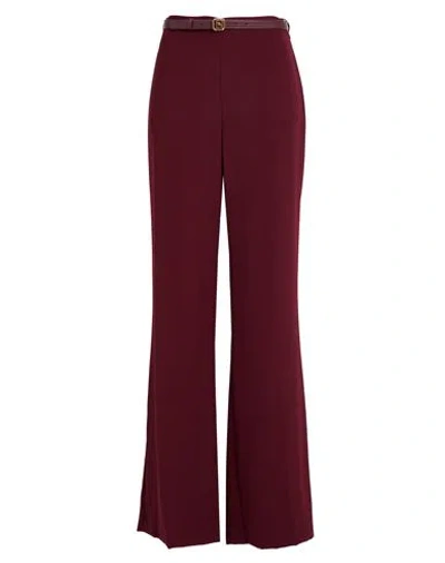 Elisabetta Franchi Woman Pants Burgundy Size 12 Polyester, Polyurethane In Red