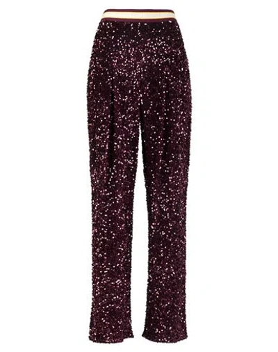 Elisabetta Franchi Woman Pants Burgundy Size 4 Polyester In Brown