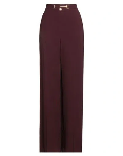 ELISABETTA FRANCHI ELISABETTA FRANCHI WOMAN PANTS BURGUNDY SIZE 8 ACETATE, VISCOSE