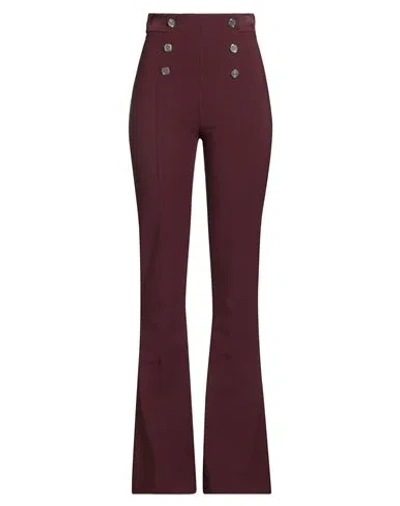 Elisabetta Franchi Woman Pants Burgundy Size 8 Polyester, Elastane, Acetate, Viscose In Brown