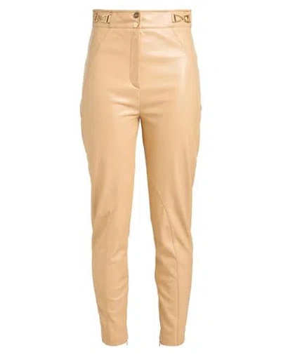 Elisabetta Franchi Woman Pants Camel Size 6 Polyester, Polyurethane Coated In Beige