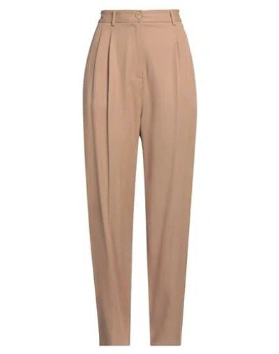 Elisabetta Franchi Woman Pants Camel Size 8 Lyocell In Beige