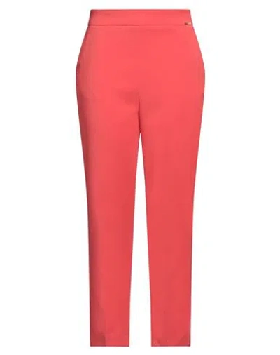 Elisabetta Franchi Essential Woman Pants Coral Size 8 Polyester, Elastane In Red