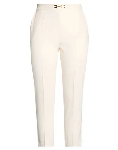Elisabetta Franchi Woman Pants Cream Size 12 Polyester In Multi