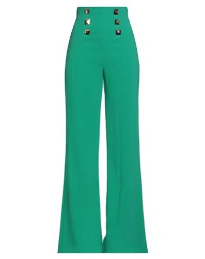 Elisabetta Franchi Woman Pants Green Size 6 Polyester