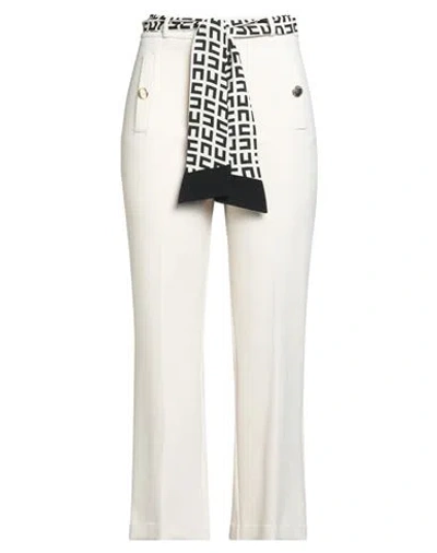 Elisabetta Franchi Woman Pants Ivory Size 10 Polyester, Elastane In White