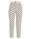 Elisabetta Franchi Logo Plaque Monogram Trousers In Neutral