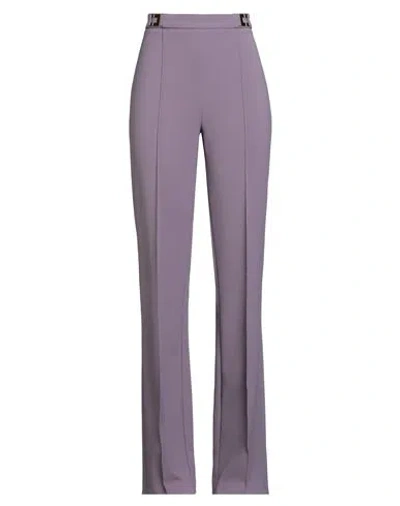 ELISABETTA FRANCHI ELISABETTA FRANCHI WOMAN PANTS LILAC SIZE 10 POLYESTER, ELASTANE