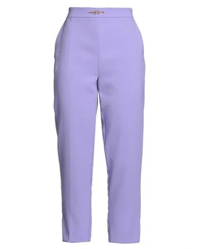 Elisabetta Franchi Woman Pants Lilac Size 8 Polyester In Purple