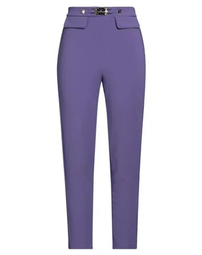 Elisabetta Franchi Woman Pants Mauve Size 10 Polyacrylic, Elastane In Purple