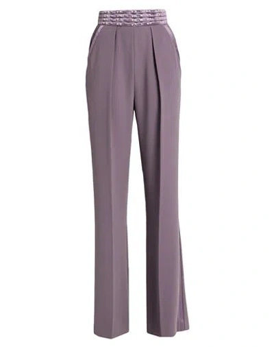 Elisabetta Franchi Woman Pants Mauve Size 8 Polyester, Glass, Metal In Purple