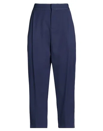 Elisabetta Franchi Woman Pants Midnight Blue Size 10 Virgin Wool