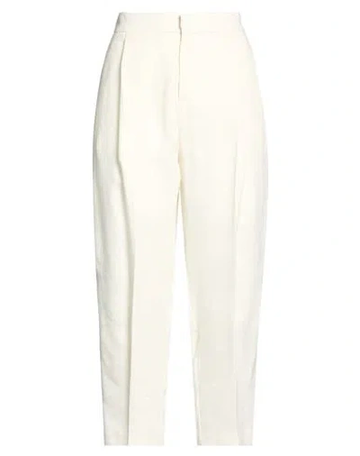 Elisabetta Franchi Woman Pants Off White Size 4 Linen, Viscose