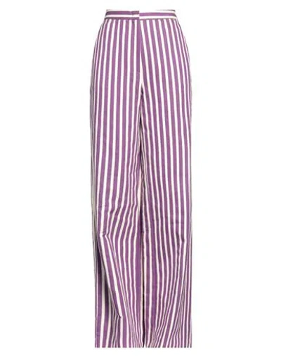 Elisabetta Franchi Woman Pants Purple Size 6 Cotton